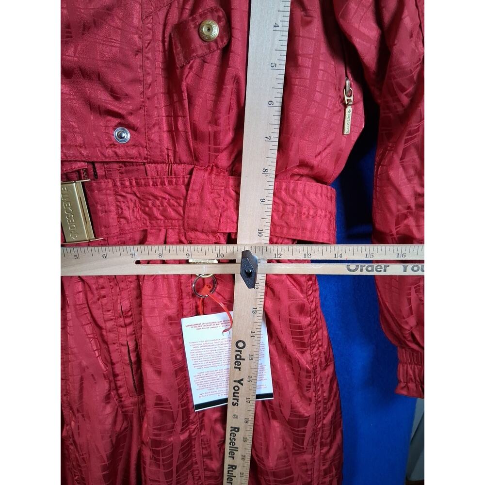 VTG 80s 90s Descente One Piece Ski Red Belted Snow Jumpsuit Snowsuit Women's 12 - Picture 15 of 16